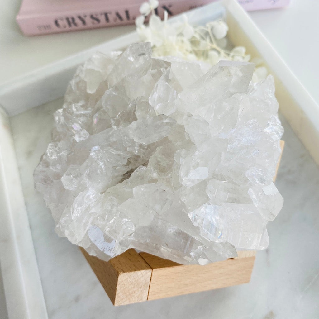 Large Clear Quartz Cluster on stand Australia