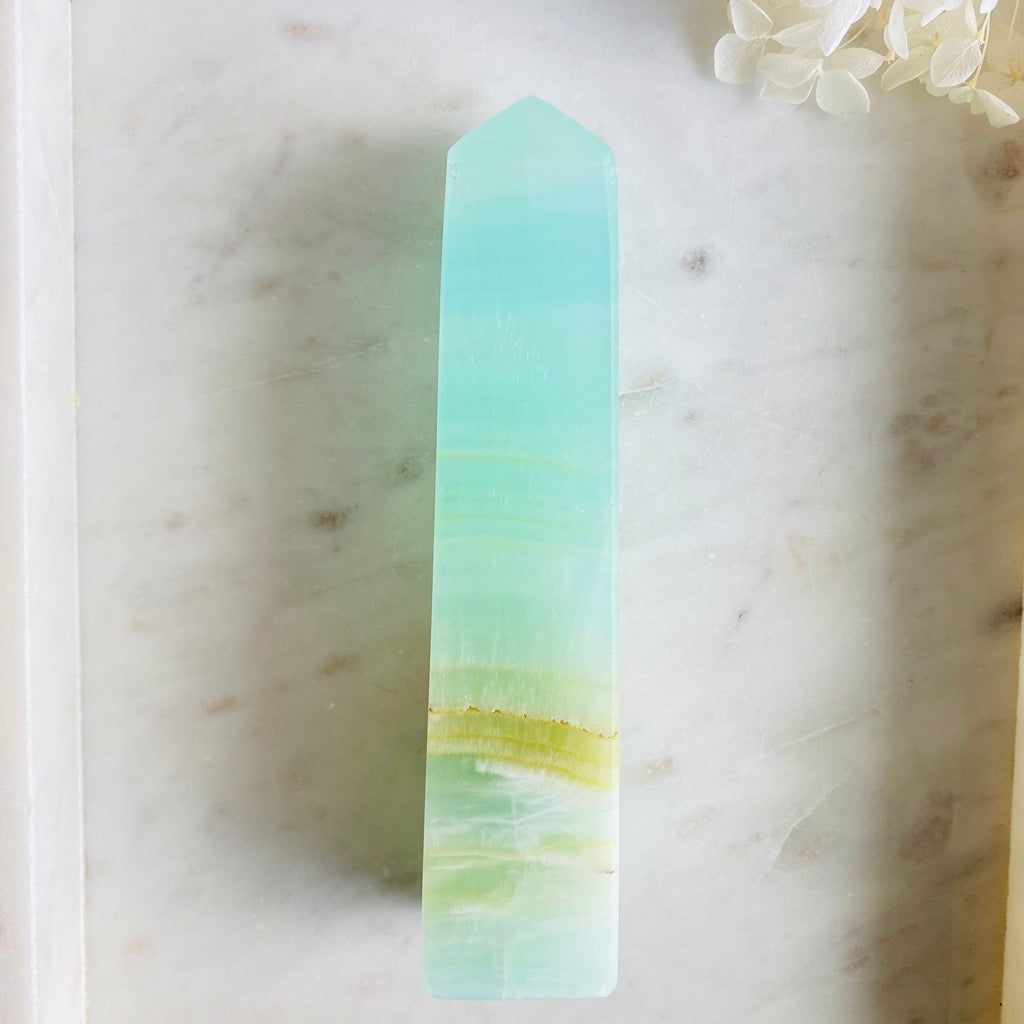 Sea Green Calcite Obelisk Australia