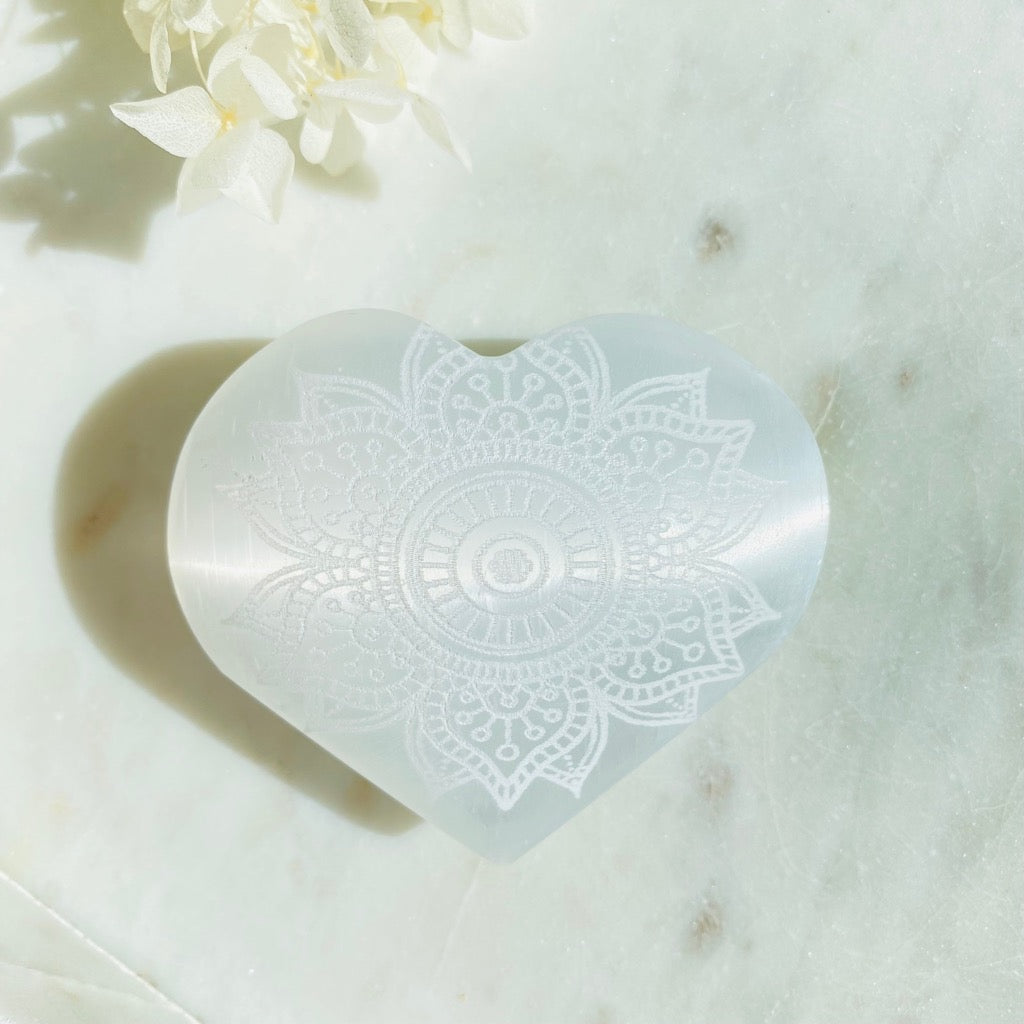 Selenite Mandala Heart Australia