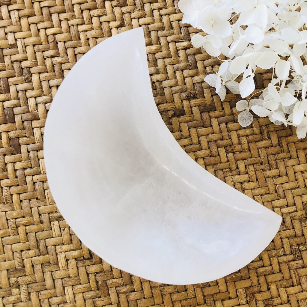 Selenite Moon Dish 10cm