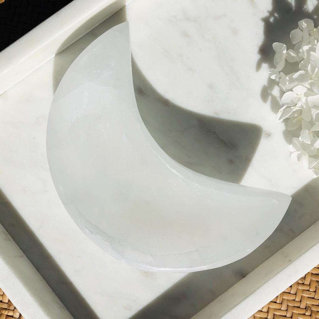 Selenite Crystal Moon Bowl Australia