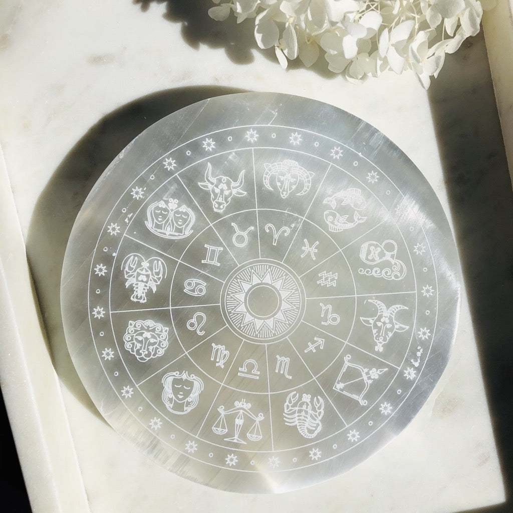 Selenite Charging Plate Zodiac